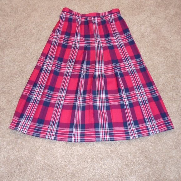 Vintage Pendleton Wool Tartan Plaid Maxi Skirt Red Preppy Old Money Classical - Picture 6 of 10